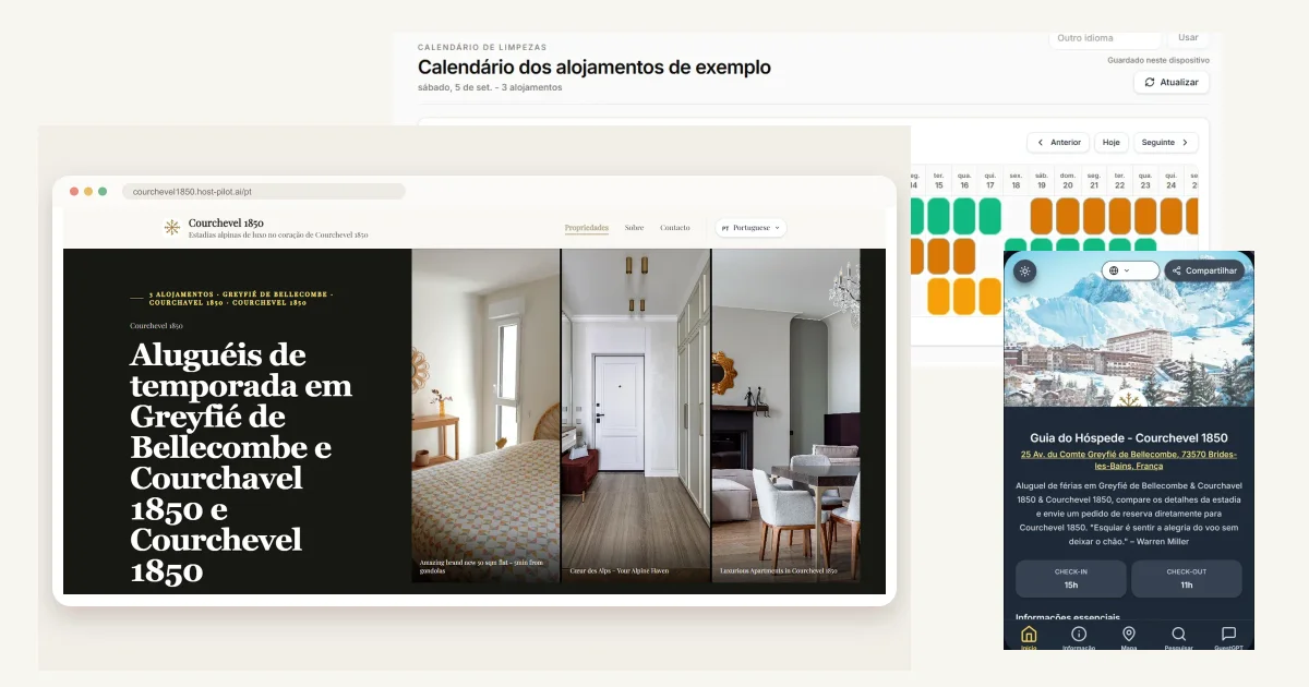 software para alojamento local. Área Host Pilot com a informação operacional necessária para esta decisão